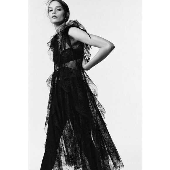 ZARA LIMITED EDITION LACE MIDI DRESS - Picture 1 of 7